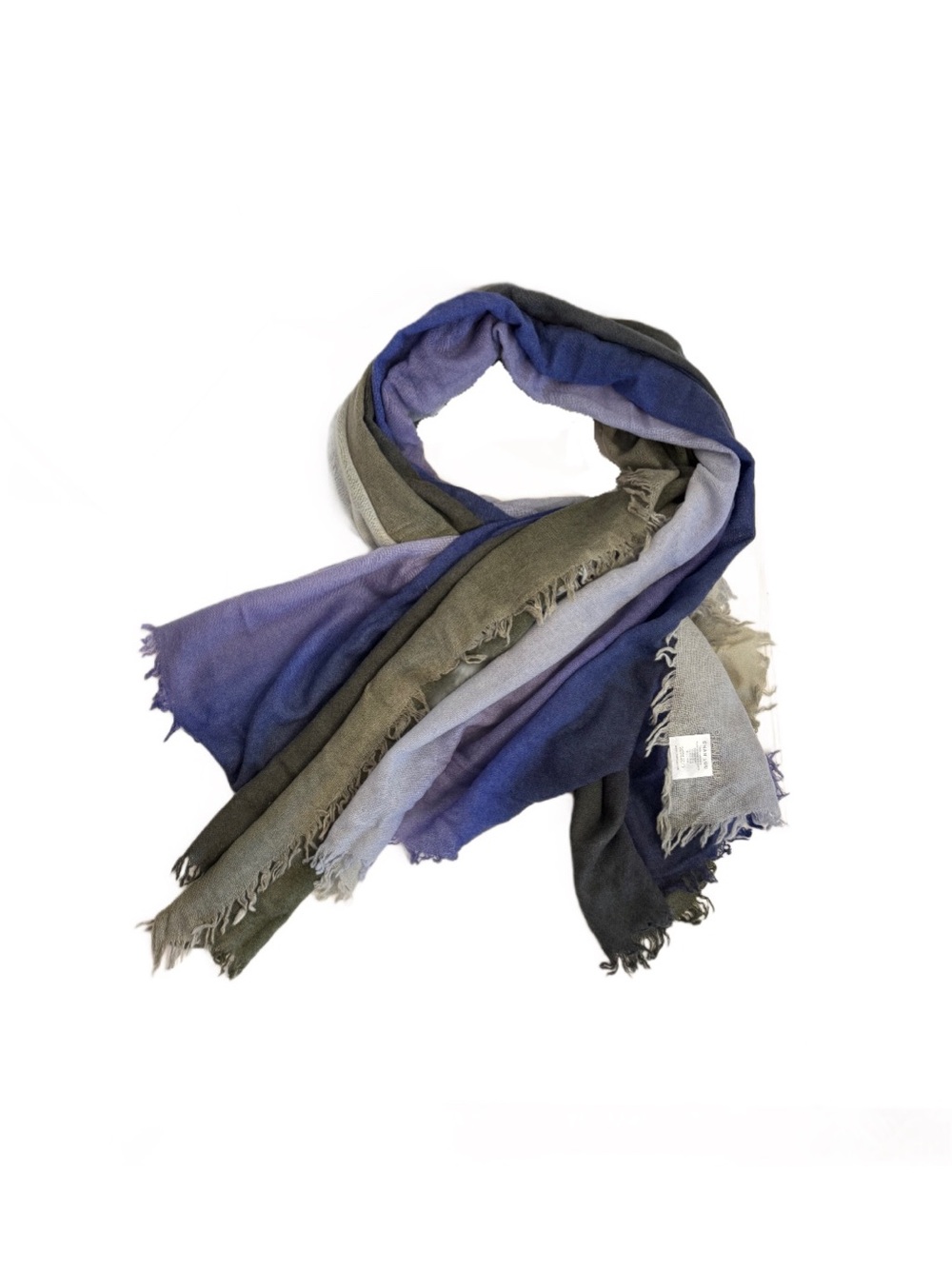 Chan Luu 100% Cashmere Scarf Wrap 56x58 Oversized Square Ombre Blue Gray Green
